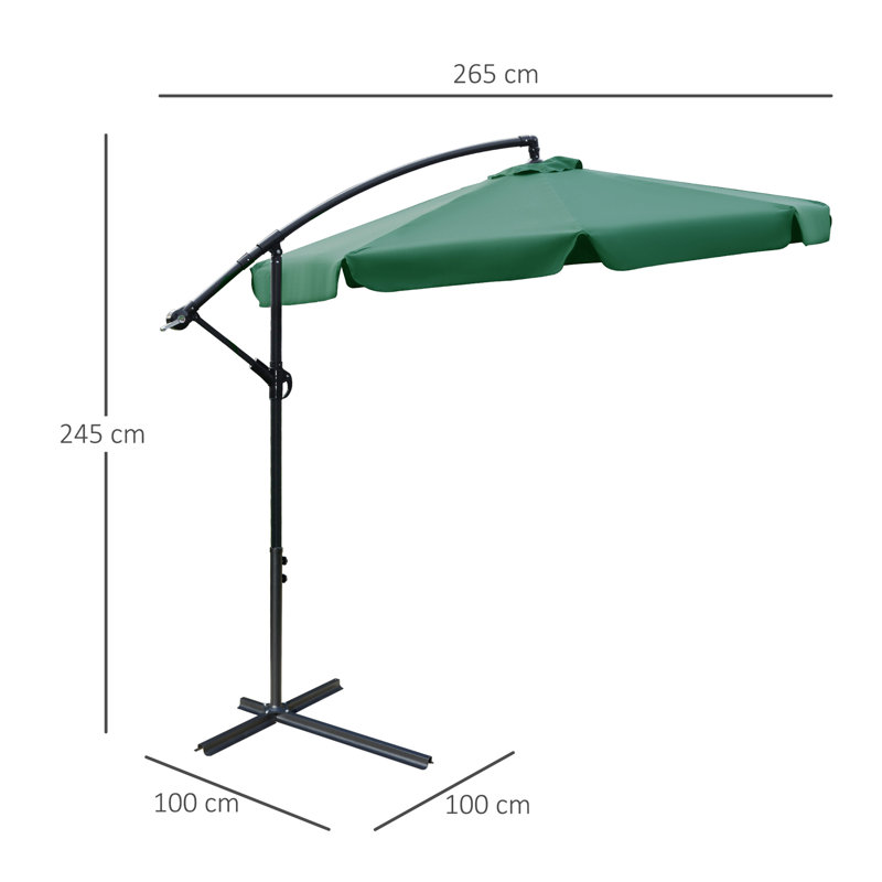 265cm Cantilever Parasol, Green