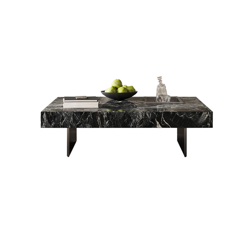 Modern Simple Sintered Stone Coffee Table, 11.81" H x 39.37" L x 39.37" W