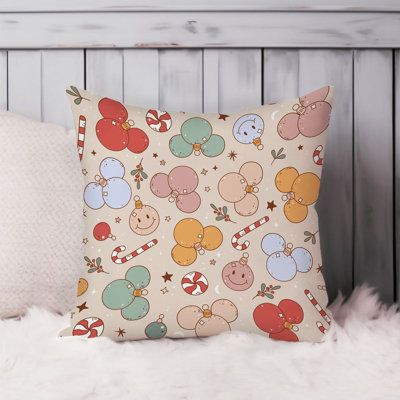 Holiday Christmas Ornaments Pattern I Modern Throw Pillow Cover