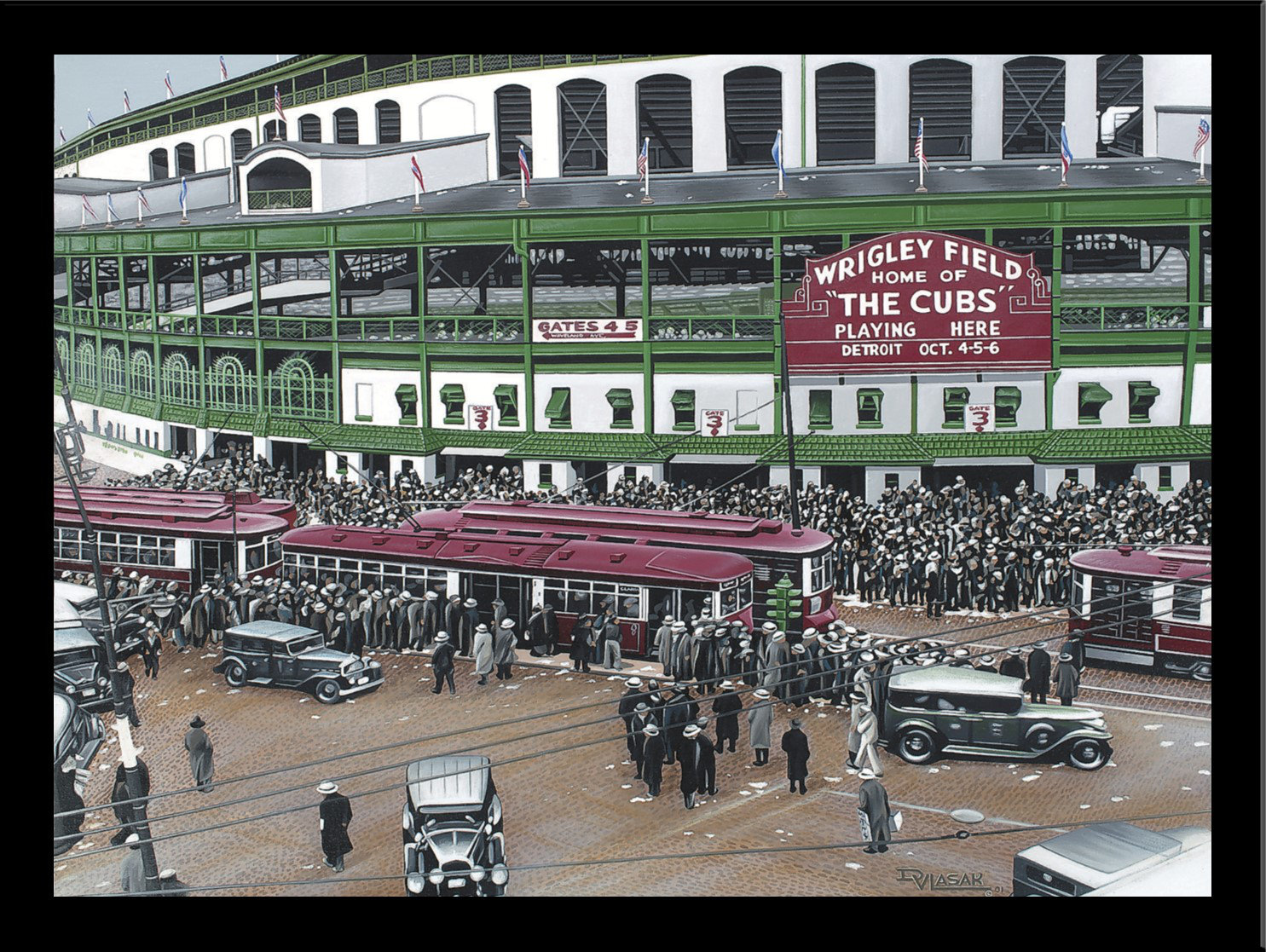 'Wrigley Field' Print Poster by Darryl Vlasak Framed Memorabilia & Reviews | Wayfair