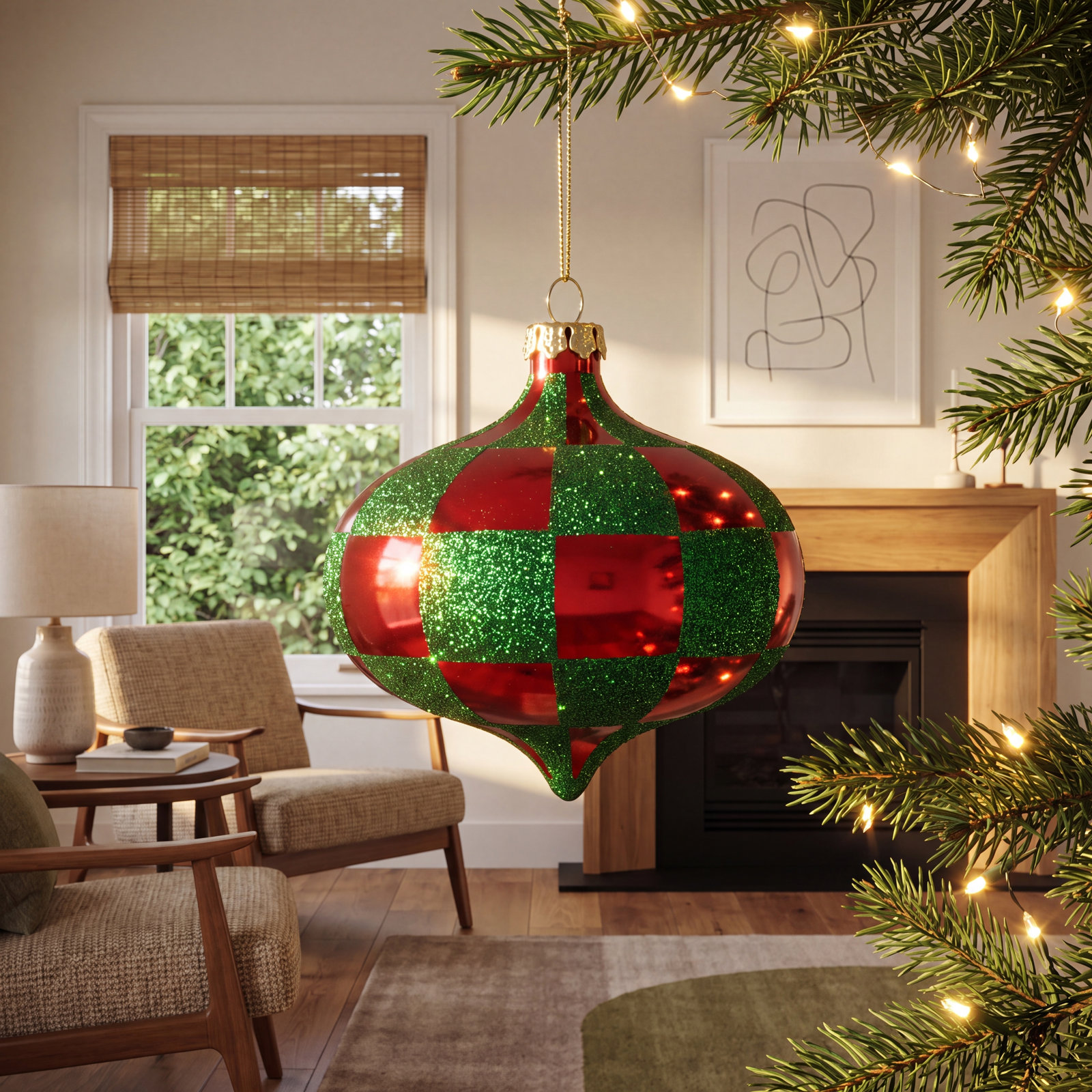 4" Tree Decor, Red/Green