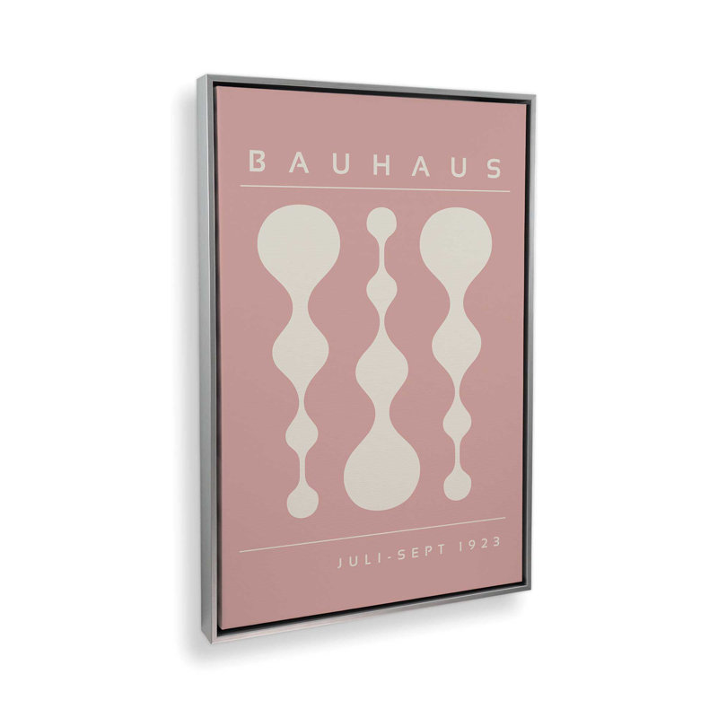 «Midnight Retro Bauhaus», reproduction sur toile encadrée, H 12,75 po x l 8,75 po, Rose, Cadre flottant en chrome poli