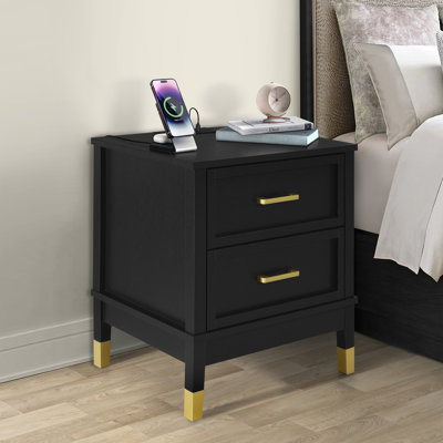 Walter 2 Drawer Wood Nightstand, Bedside Table with Storage Drawers, Night Stand for Bedroom, End Table or Side Table for Living Room, 15.5" D x 18.7" W x 21.7" H