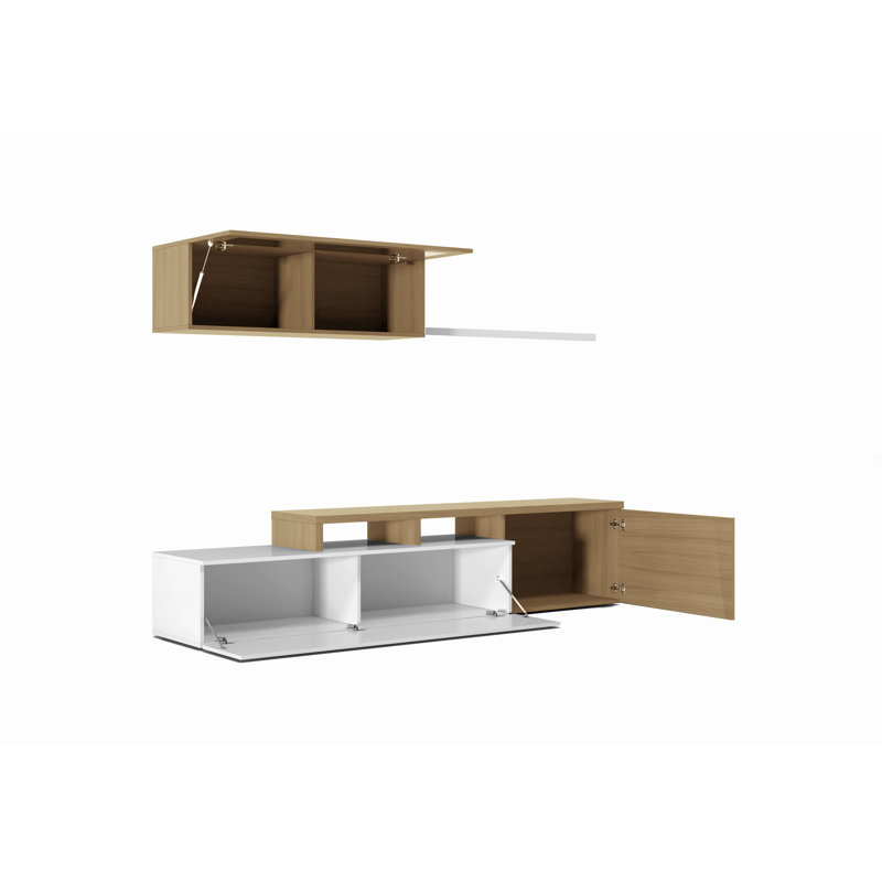 Bayles Storage Wall Chino, TV Stand For Living Room, Reversible Composition, Corner Lounge Set, White/Brown