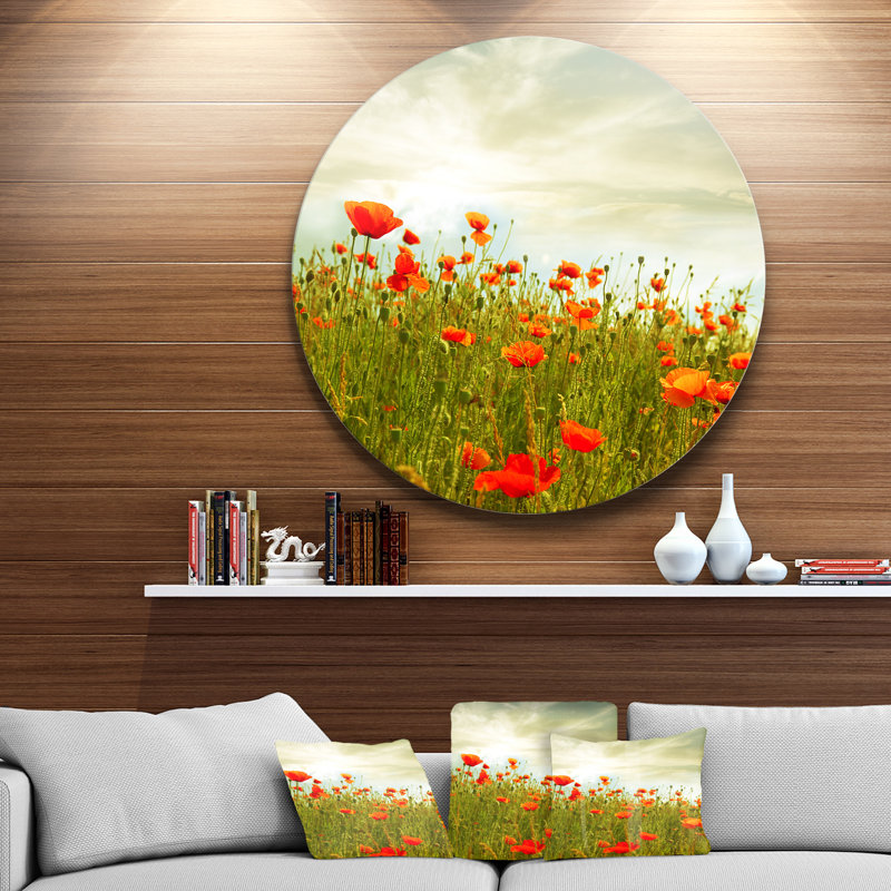 Floral, coquelicot rouge, toile d'art sur fond - Coquelicot, H 11 po x l 11 po x P 1 po