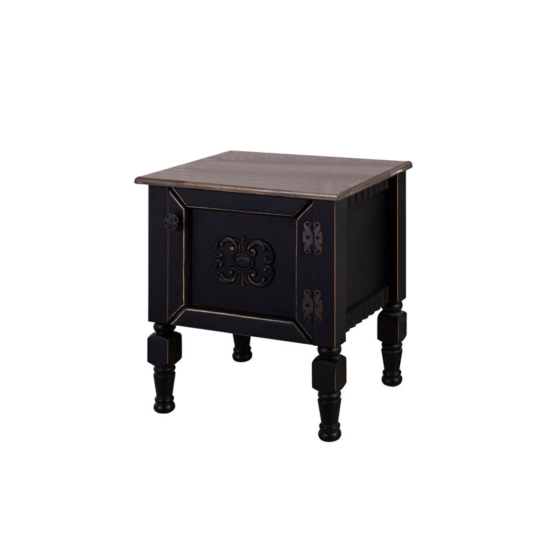 Ekpen 50cm W Manufactured Wood Bedside Table, Brown/Black