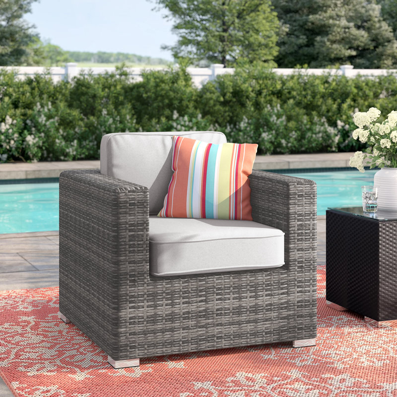 Melanie Fully Assembled Patio Chair with Cushions, Mixed Gray, Olefin Gray