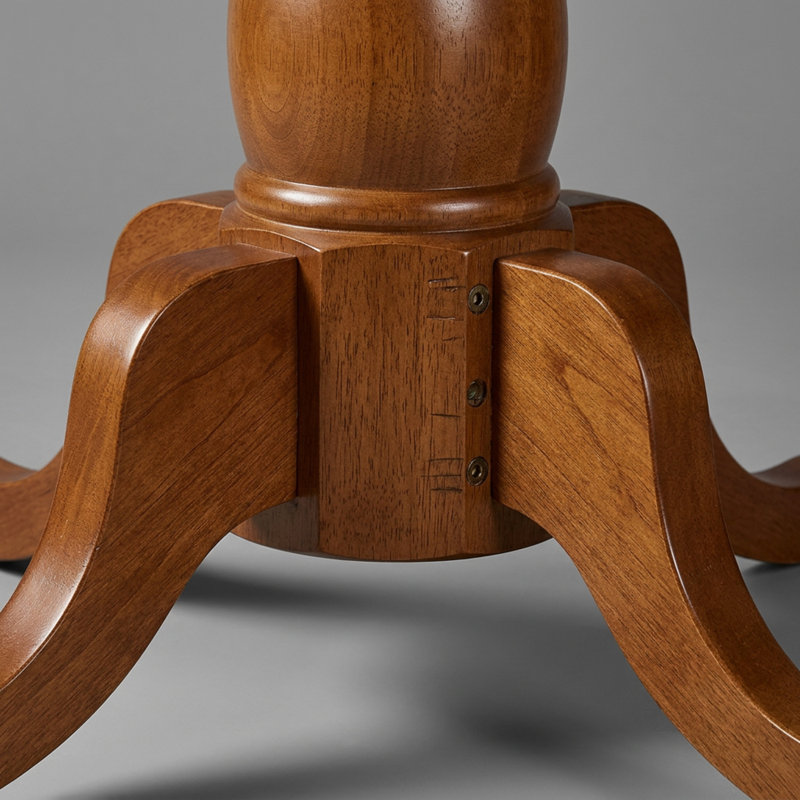 Saddle Brown Espresso Solid Rubberwood Oval Pedestal Dining Set with Self Storing Leaf and Faux Leather Slat Back Chairs