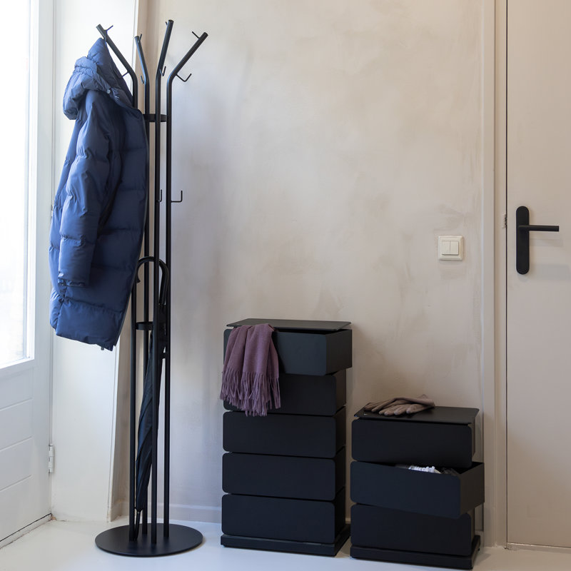 CHARLY Steel Wall 8 - Hook Coat Rack, Black