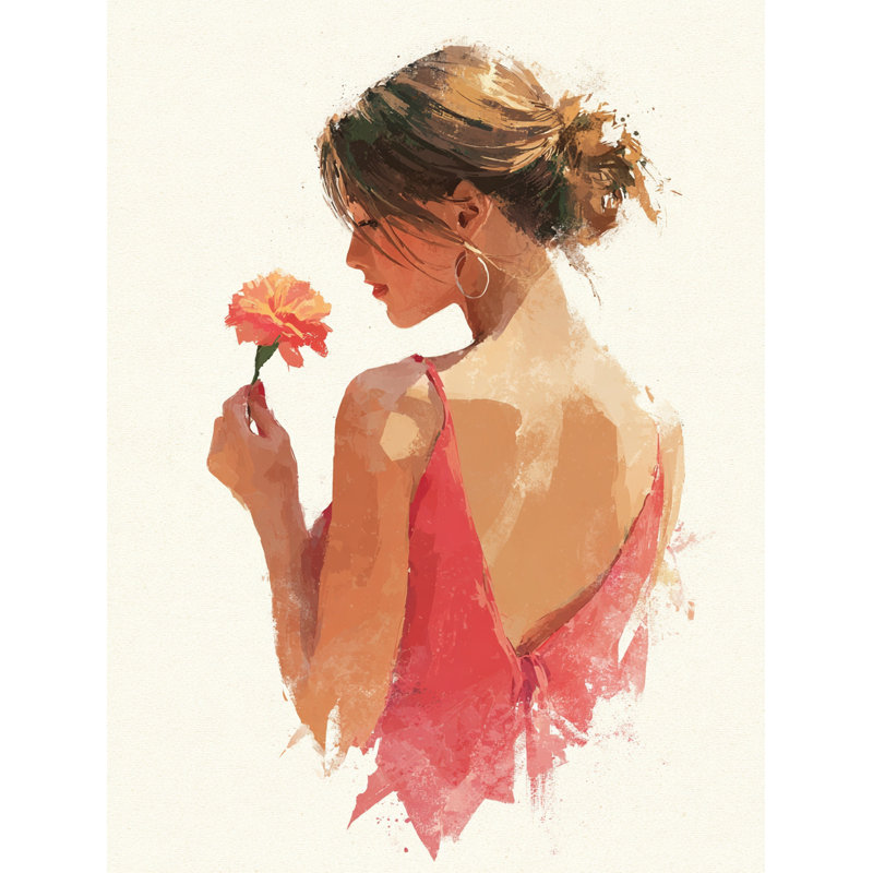 Lady with Carnation Wrapped Canvas Wall Art
