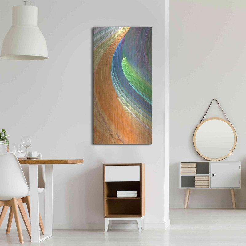 Ivy Bronx «Wind Waves IV» par James Burghardt, art mural en métal, H 48 po x l 24 po