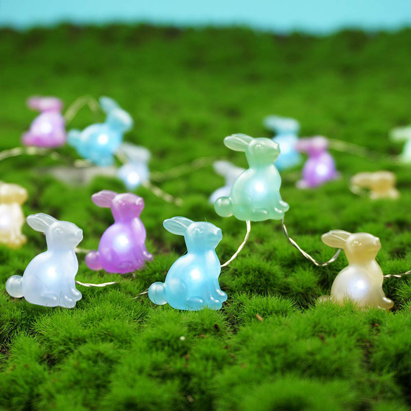 Battery-Operated Easter LED Rabbit String Lights with Remote