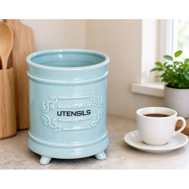 Ceramic / Porcelain Cylinder Utensil Crock