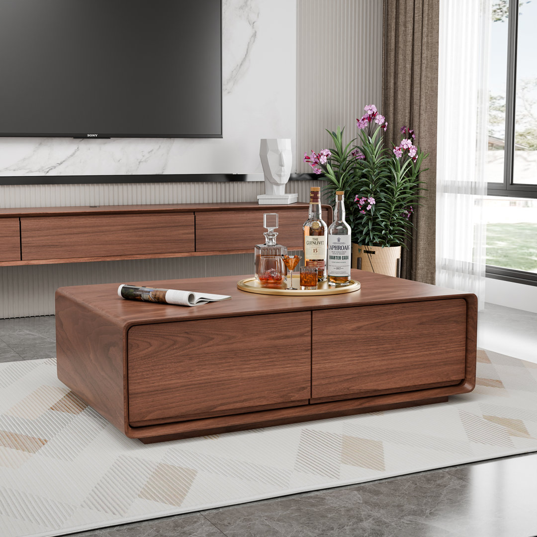 47" Handmade Coffee Table with 4 Drawers for Ample Storage Space Hokku Designs Table Base 