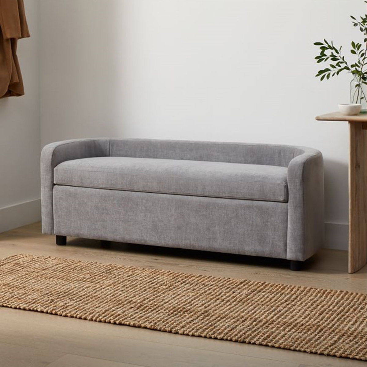 Visual Reference: Hobult Minimalist Simple Ergonomic Armrest Solid Wood Storage Ottoman