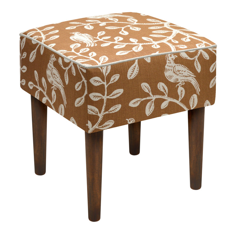 Tabouret d'appoint moderne en lin Leiva Birds and Vines, Caramel