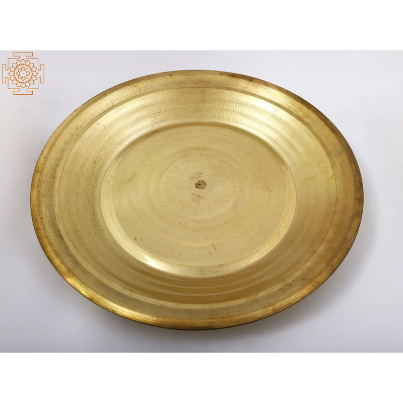 Laiton Pooja Thali (Parat), H 2 po x l 14,5 po x P 14,5 po