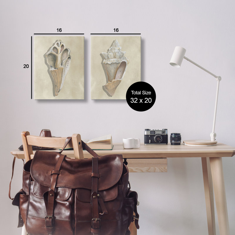 «Broken Beach Shells», ensemble d'art mural sur toile 2 pièces, design par Michael Willett, H 16 po x l 40 po