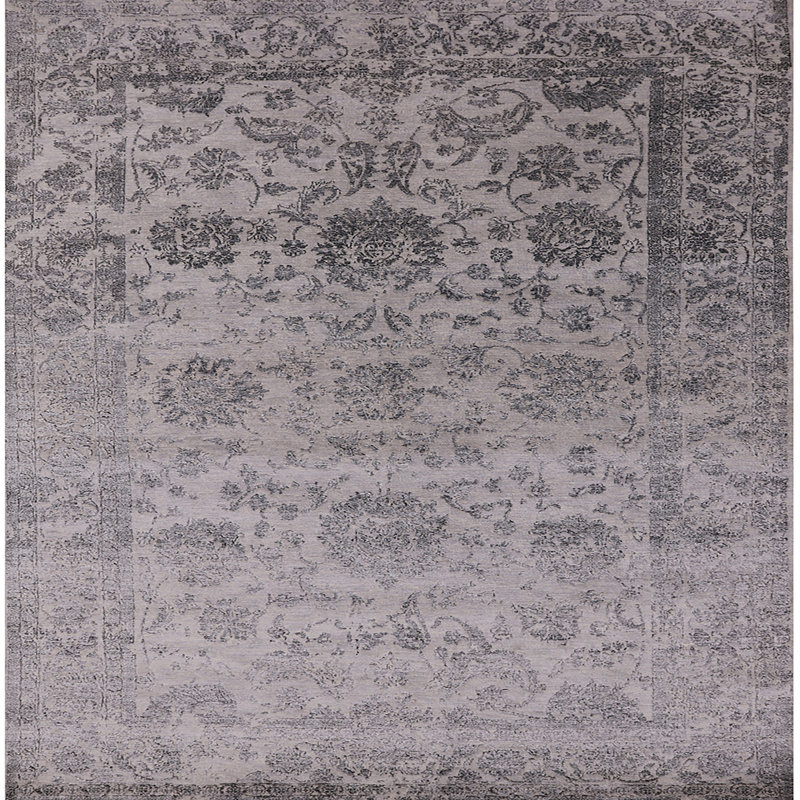 Tapis oriental noir / gris Shavonne, Carré 4 pi