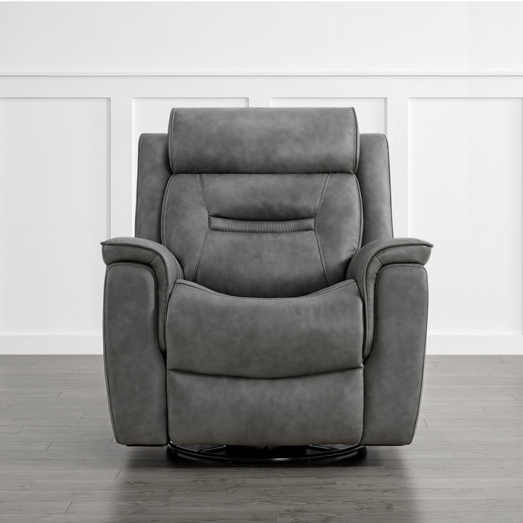 Puspha 37'' W Modern Vegan Leather Swivel Manual Recliner