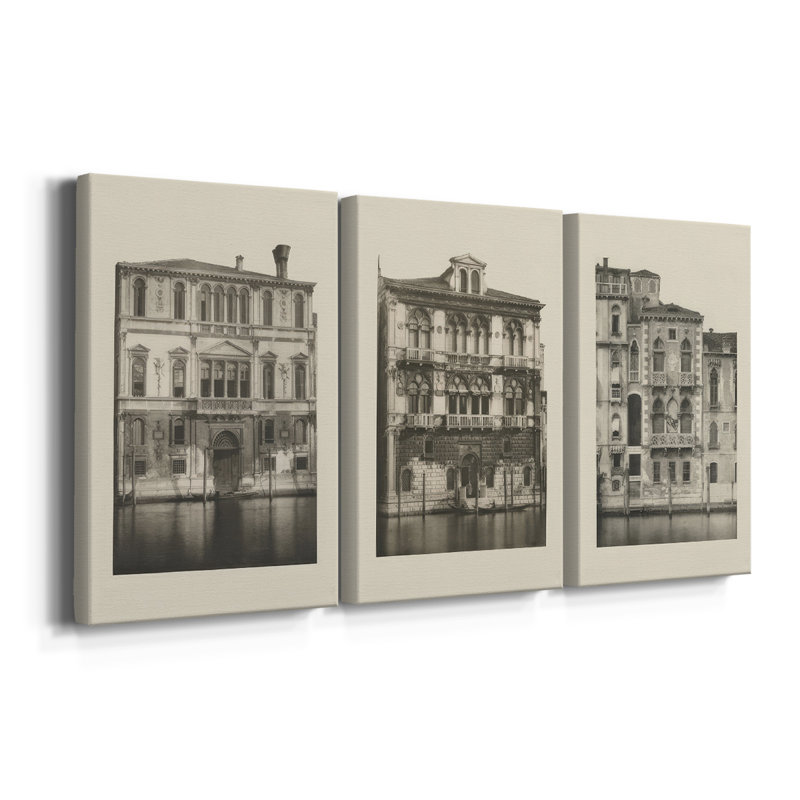 Vintage Views of Venice I - Toile tendue avec châssis - 3 pièces