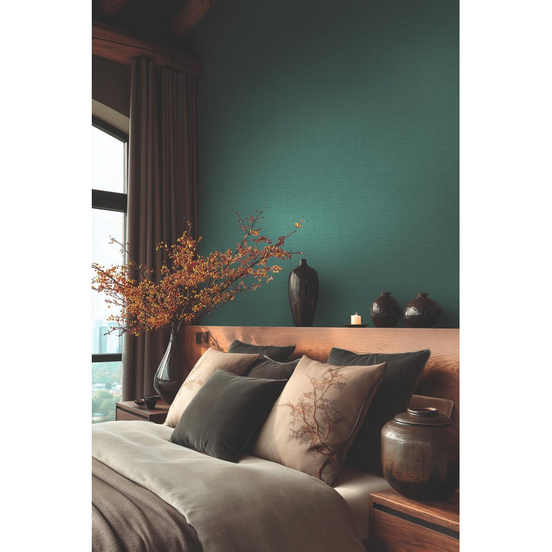 Rouleau de papier peint encastré, lavable, résistant à la décoloration, surface gaufrée texturée, pour la chambre à coucher, le salon, le bureau W5 - 33 pi x 21 po (57,75 pi2) - Aqua Beige