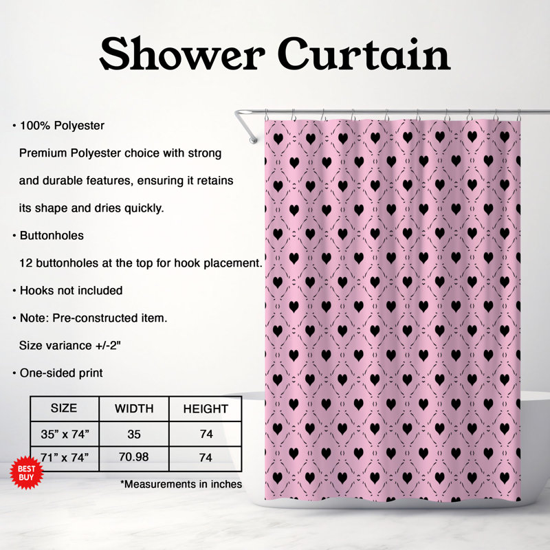 Rideau de douche Pink Affection - Premium, H 74 po x l 71 po