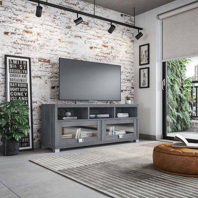 Techni Mobili Durbin TV Stand For Tvs Up To 75In, With Glass Cabinets And Cord Management Shelves