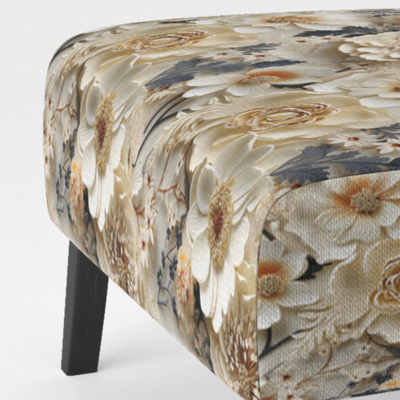 Fauteuil de chambre rembourré crème Lace Botanics II