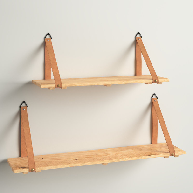 Kulick 2 Piece Fir Solid Wood Bracket Shelf