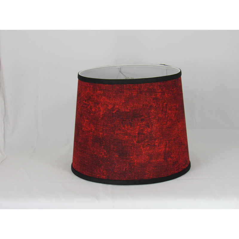 Abat-jour tambour en coton noir (araignée), H 10 po x l 12 po x P 12 po, Rouge / Noir