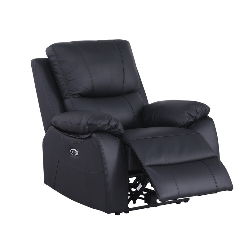 Ileana Leather Home Theater Seat, Black Genuine Leather