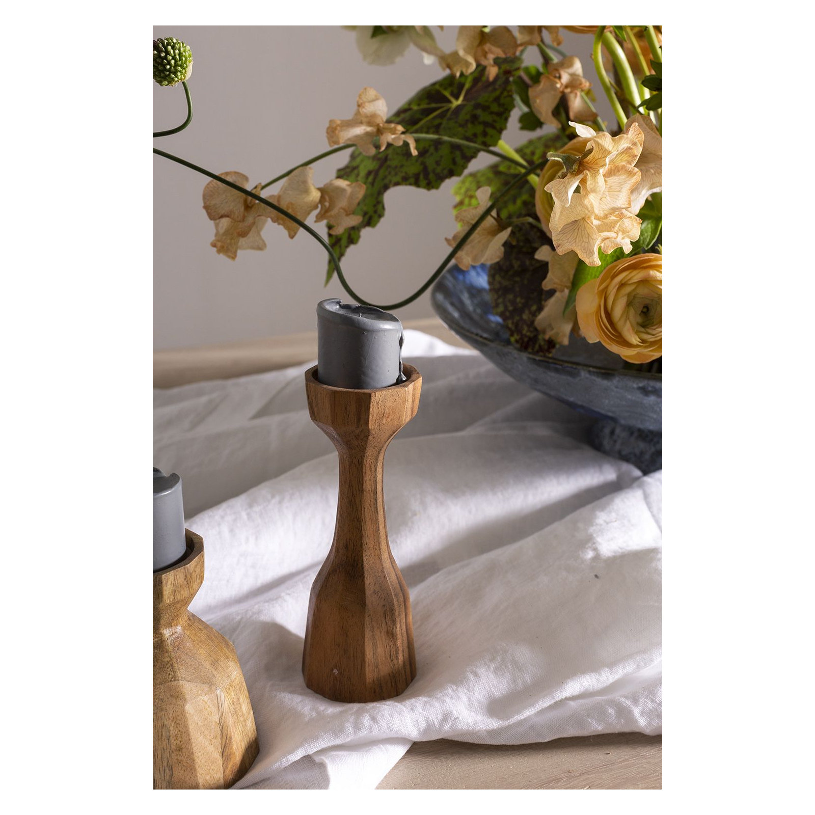 Habra 6" Wood Tabletop Candlestick