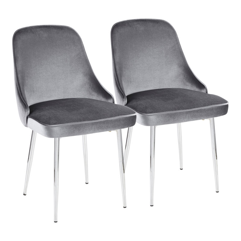 Stanca 20'' H Velvet Upholstered Side Chair, Blue, Silver