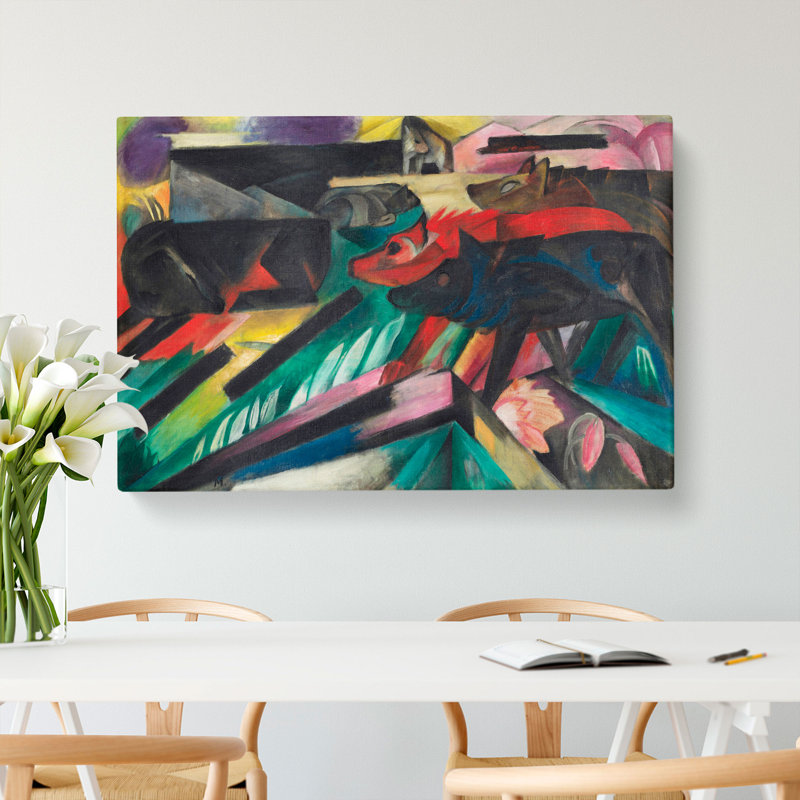 The Wolves by Franz Marc - Wrapped Canvas Painting, 35cm H x 50cm W x 3cm D