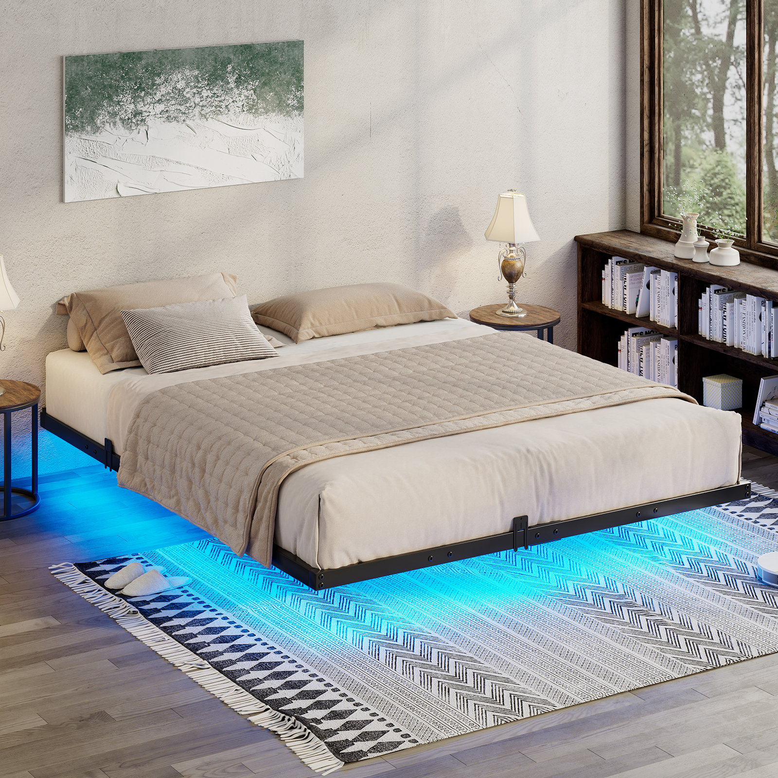 Ebern Designs Floating Bed Frame With Led Light & Reviews - Wayfair Canada