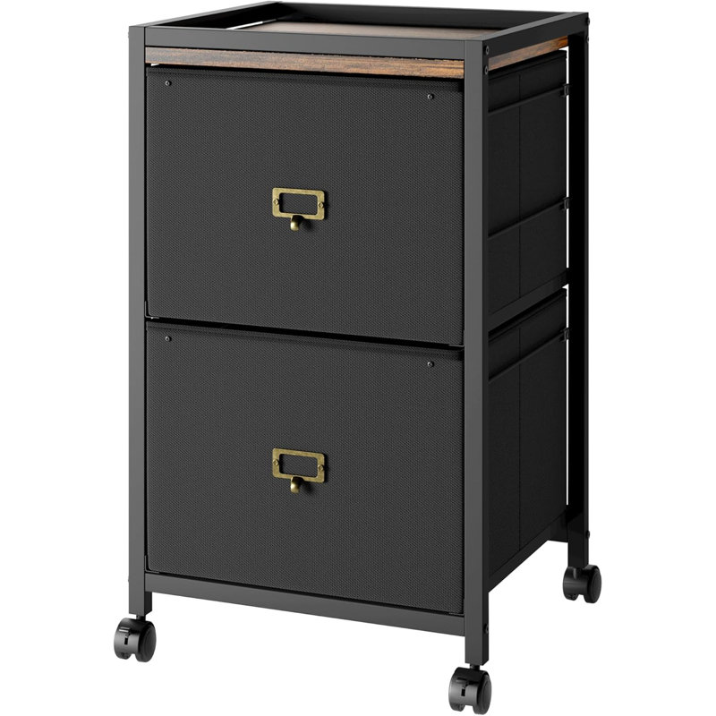 Compact 2-Drawer Mobile File Cabinet – Stylish Fabric Organizer with Wheels for Home Office, Fits Letter and A4 Documents