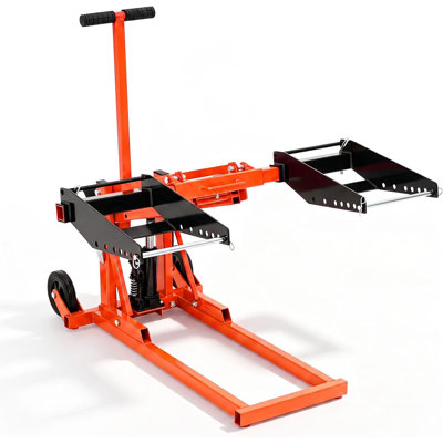 Heavy Duty Hydraulic Lawn Mower Lift Jack, 550 lbs Load Capacity, Adjustable Height and Width with Foot Pedal, Collapsible for Zero Turn, Riding Mowers, Lawn Tractors and ATVs