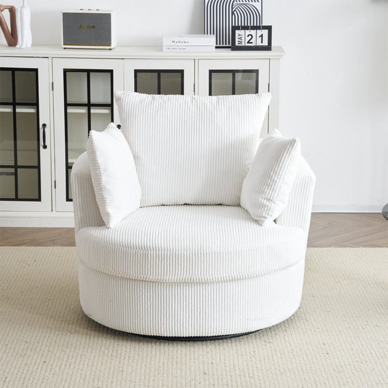 Advita Upholstered Swivel Armchair, White
