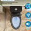 Toilette puissante à double chasse 1,1 / 1,6 avec chasse d'eau Tornado, hauteur 17 po, siphon 12 po, cuvette sans rebord et fermeture en douceur au fini noir mat moderne, prévention des sièges à fermeture en douceur