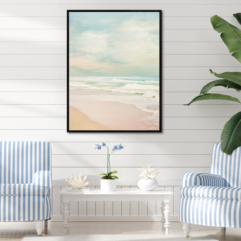 Minimalisme, plage, paysage, impression sur toile, H 20 po x l 12 po, Cadre flottant noir