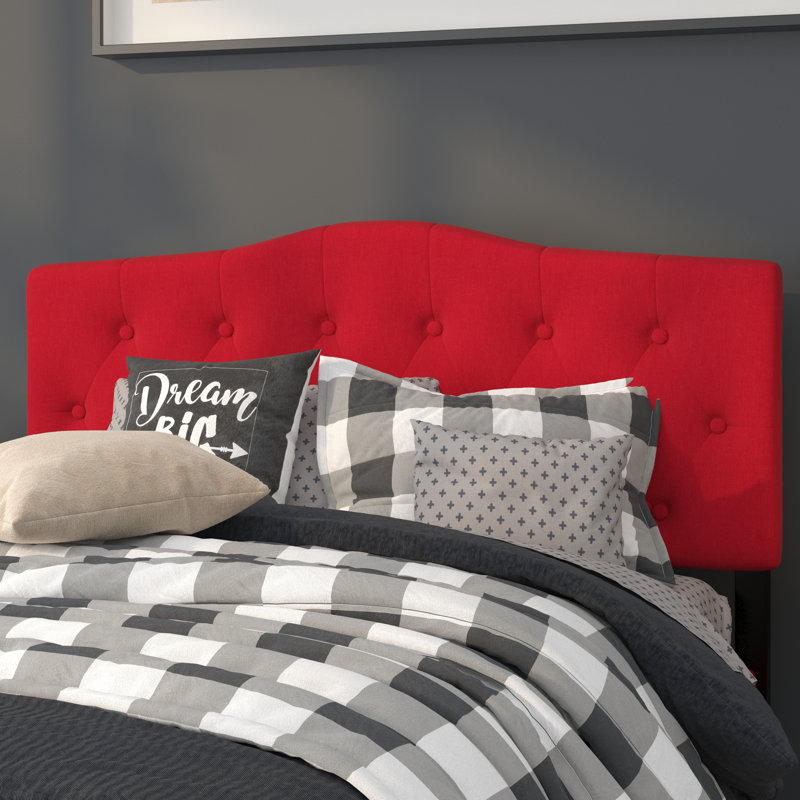 Ciriaca Arched Button Tufted Upholstered Headboard, Full, Red