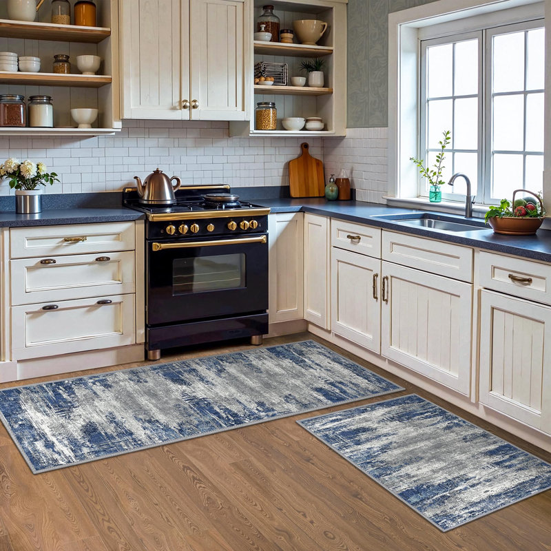  Non-Slip Machine Washable Kitchen Mats（Set of 3), Runner 50" x 30"
