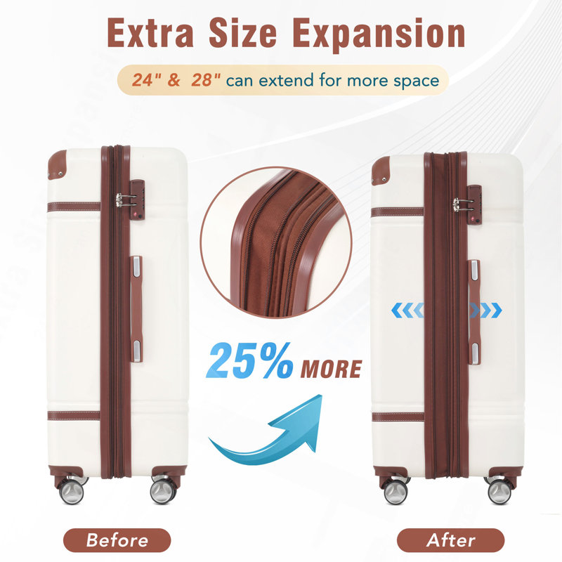 Ensemble de 3 valises à roulettes Hardshell avec valise TSA