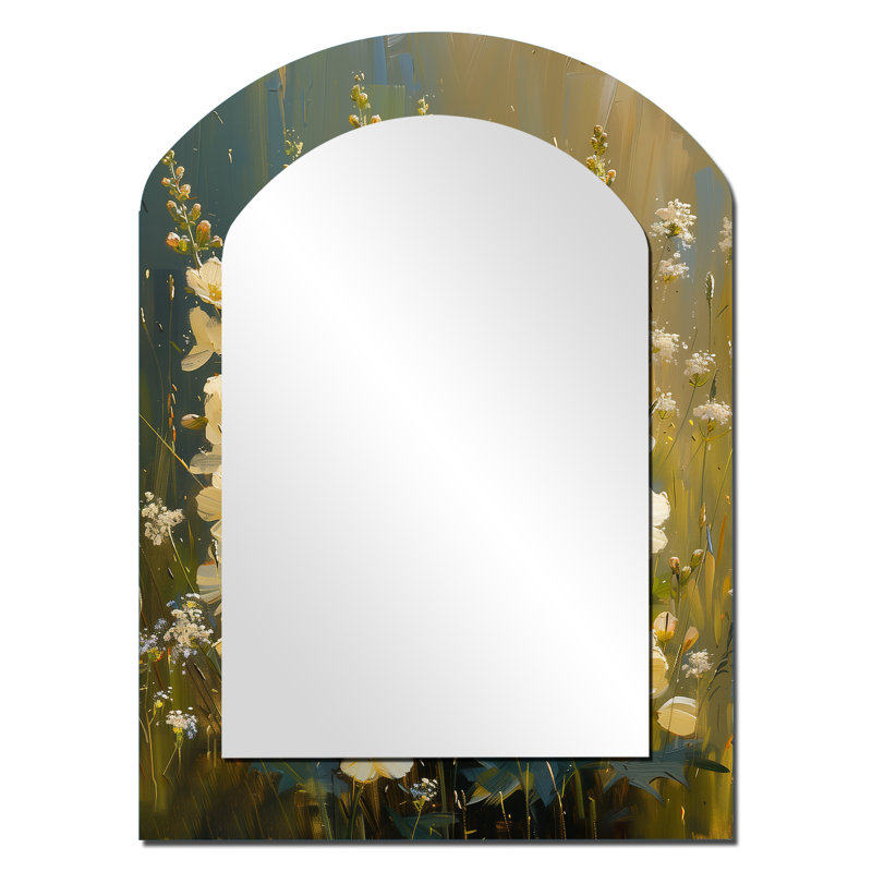 Miroir mural blanc et vert Petite Blooms Lupin, 34 po x 25 po