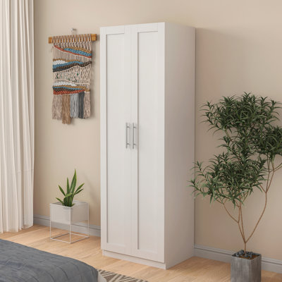 High Wardrobe And Kitchen Cabinet With Doors,Drawers And Storage Spaces,White by Latitude Run
