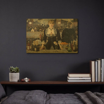 «Un Bar aux folies-bergère» par Édimé Manet, art mural en métal doré, 16 po x 12 po
