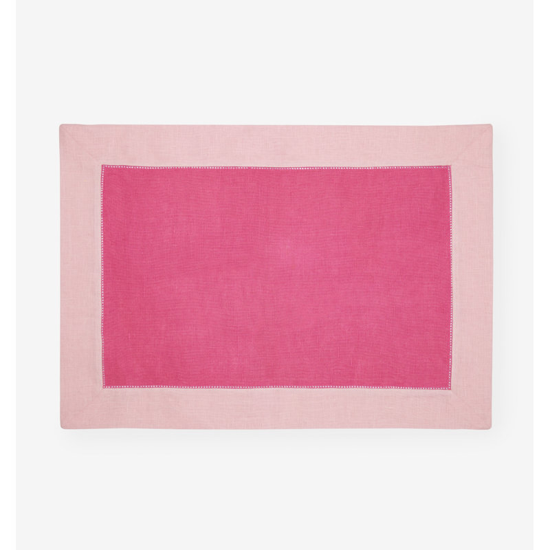 Roma Linen Rectangle Placemats, Pink/Carnation