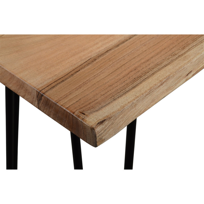 Gordonsville Acacia Solid Wood Top Metal Base Dining Table, Natural