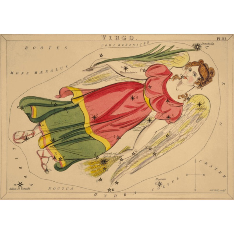 Virgo Print by Grand Archives, 32" H x 45" W, Black Framed